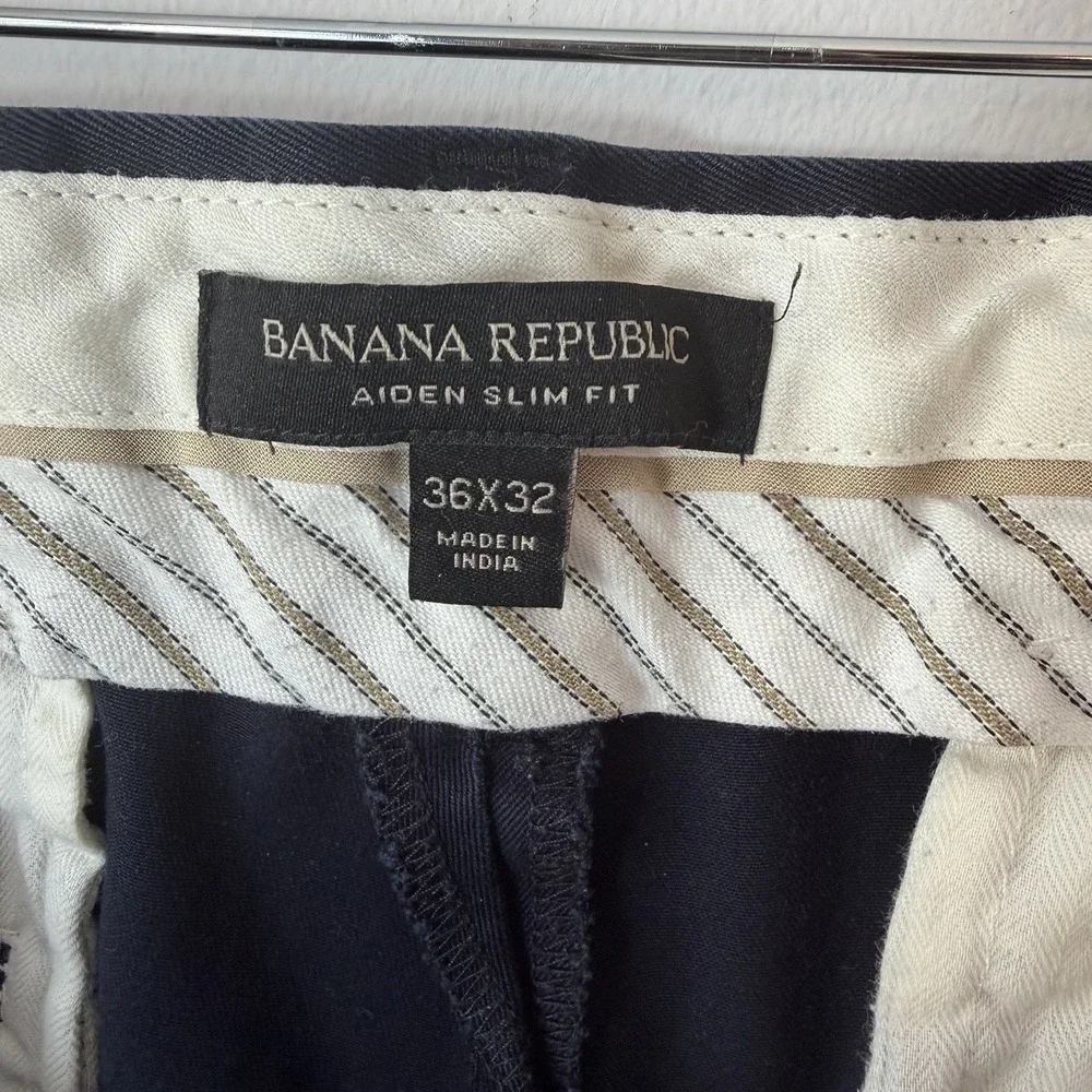 Banana Republic Navy Blue Chinos Aiden Slim‎ Fit 36x32 Cotton Stretch Pants